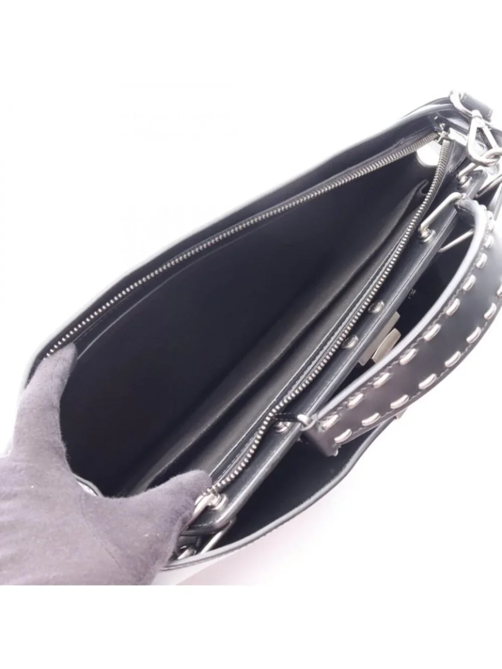 Fendi Handbag Peekaboo ISeeU 2-Way Black Leather